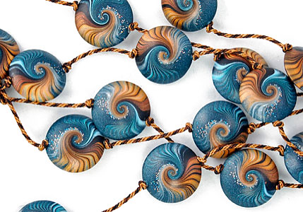 Lentil Shaped Terracotta Beads by Golem Design Studio Chameleon Eye Lentil Beads